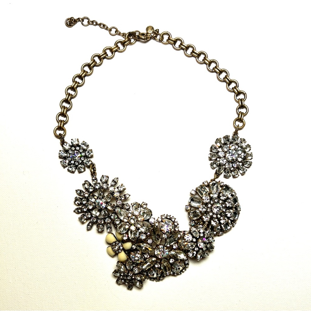 J Crew Crystal lattice & rhinestone statement necklace w dust bag